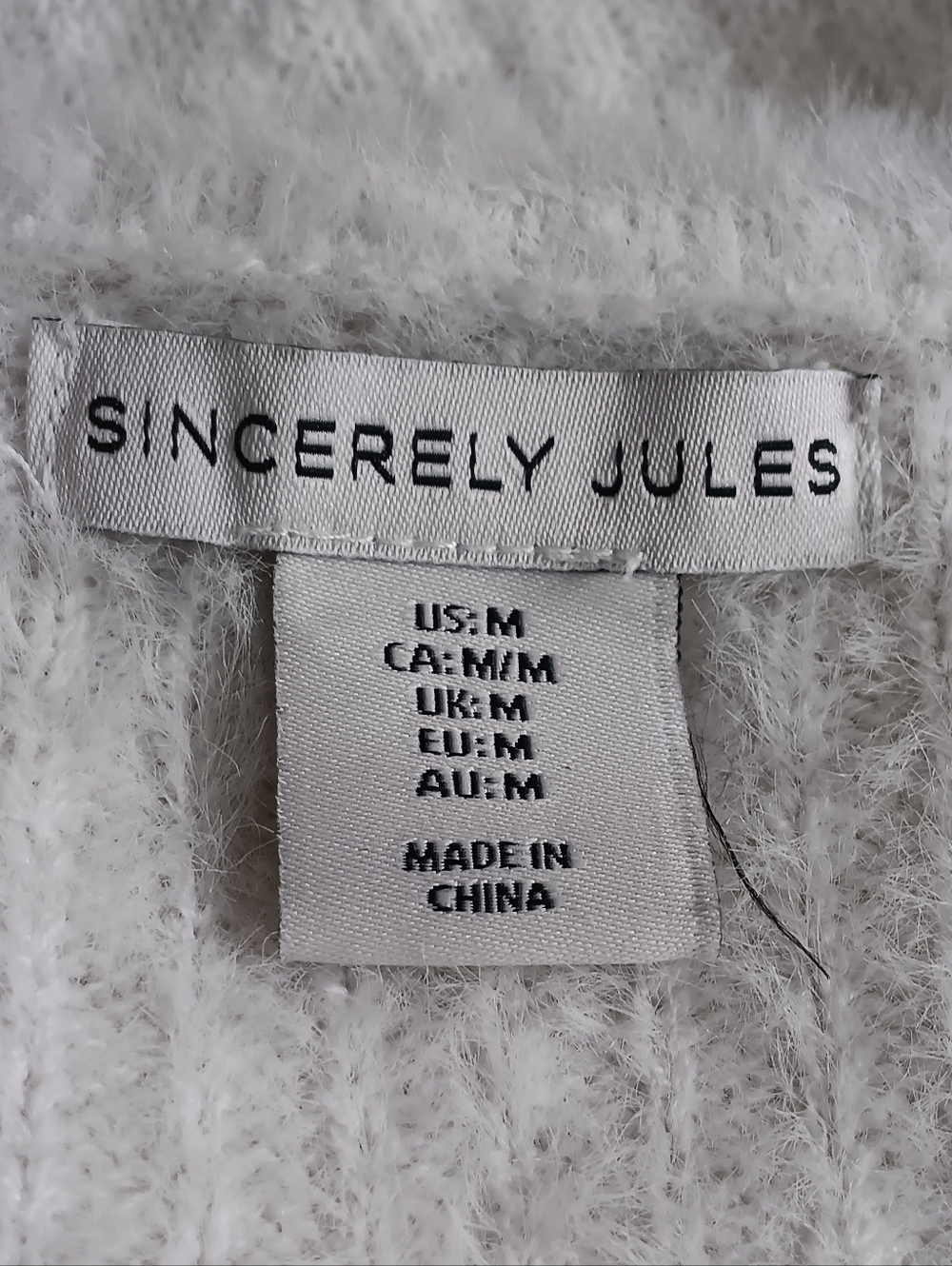 Sincerely Jules White Fuzzy Knit Cardigan M Cozy Soft Girl Minimalist - Picture 5 of 6